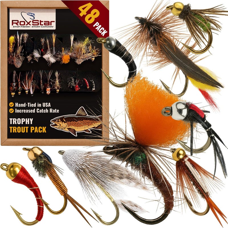 RoxStar Lures RoxStar Fishing Fly Shop | Trophy Trout Fly Assortment | Wet & Dry Trout Flies | Gift Box Included. | Proudly Made in The USA… - Image 1